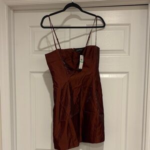 DANIELLE BERNSTEIN Rust Satin Dress